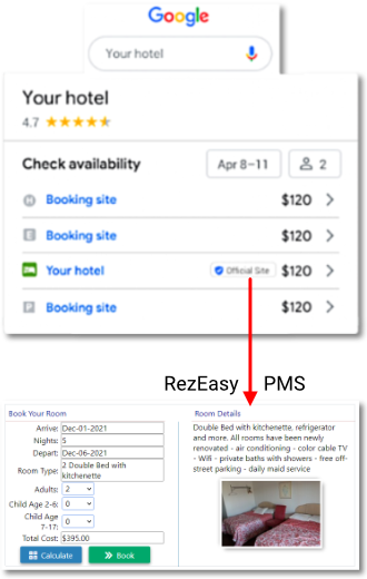 hotel search on Google